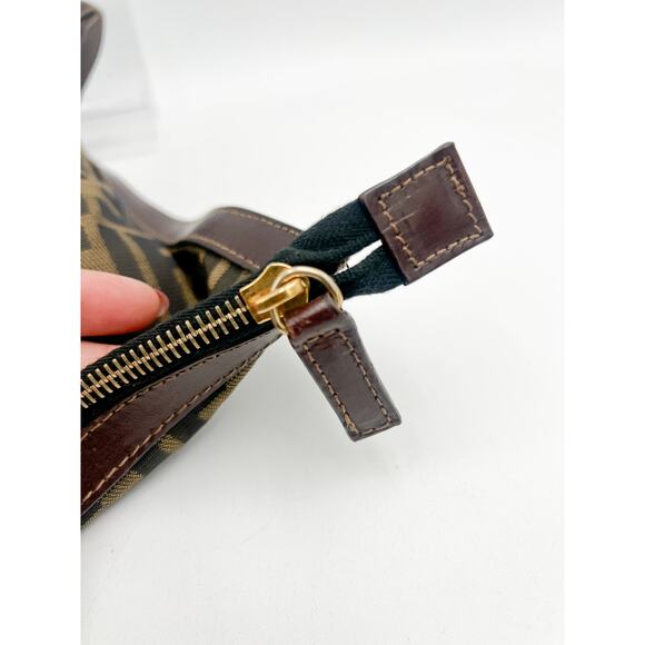Vintage FENDI  Zucca Flat Bag Brown Canvas Clutch - Picture 9 of 11